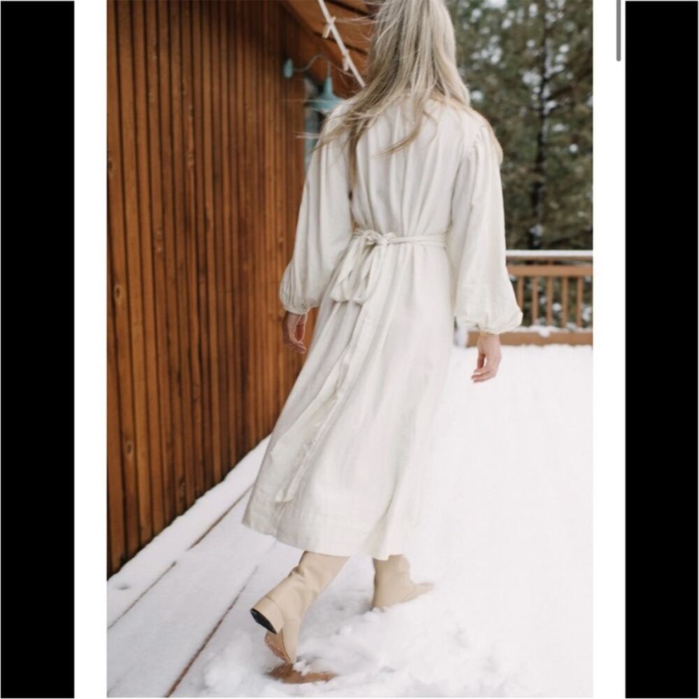 Honeydove Vintage The Everyday Wrap Dress Gown S/M Cream 100% Raw Silk - Picture 3 of 12